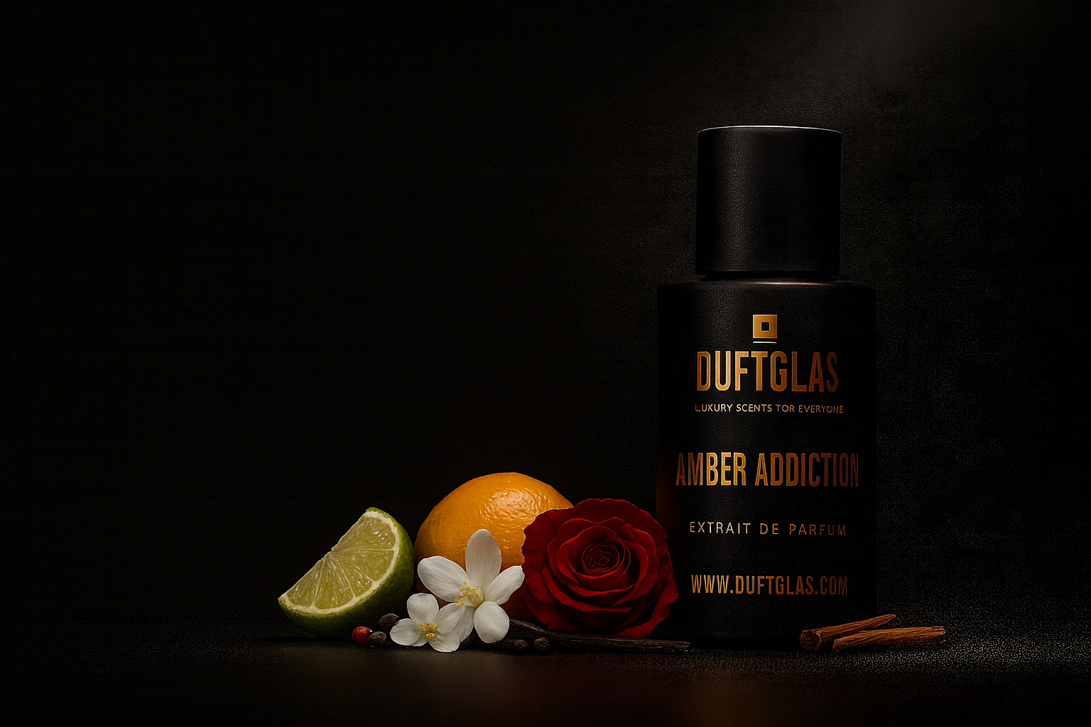 Amber Addiction – Hero Image mit Duftnoten